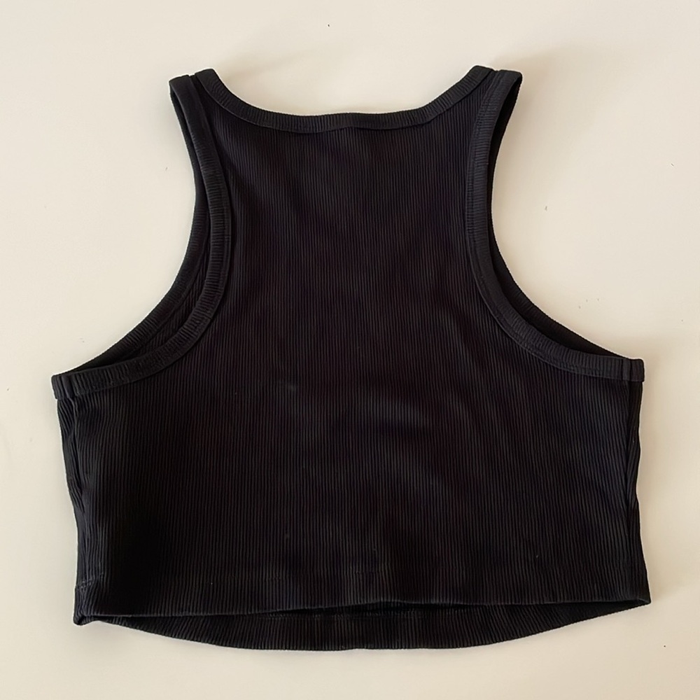 Wild Fable Crop Top Scoop Neck Ribbed Tank Black - Picture 3 of 13
